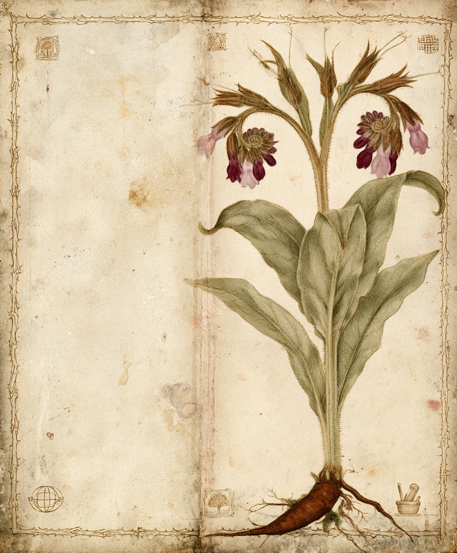 Botanical illustration of comfrey
