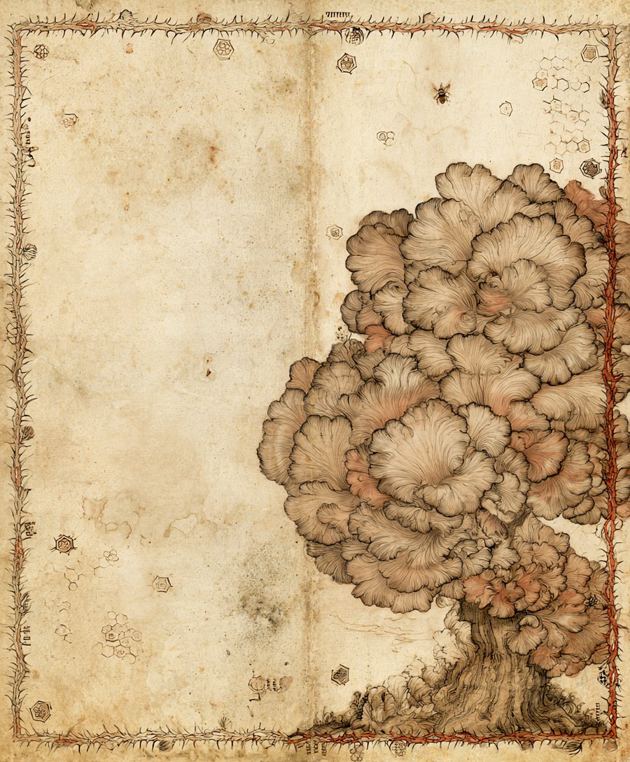 Botanical illustration of maitake mushroom